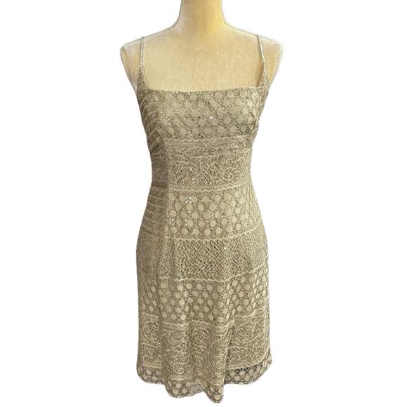 Bari Jay Formal Dress w/ Wrap Shawl Metallic Size 11/12 Vintage Made In USA - Picture 3 of 11